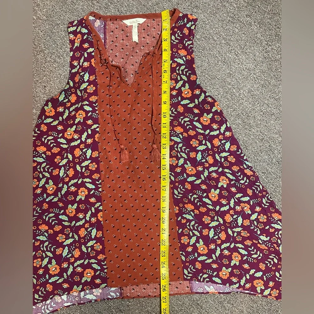 Matilda Jane Boho Floral Shark bite Hem Tank Top- Size Small - Picture 6 of 7